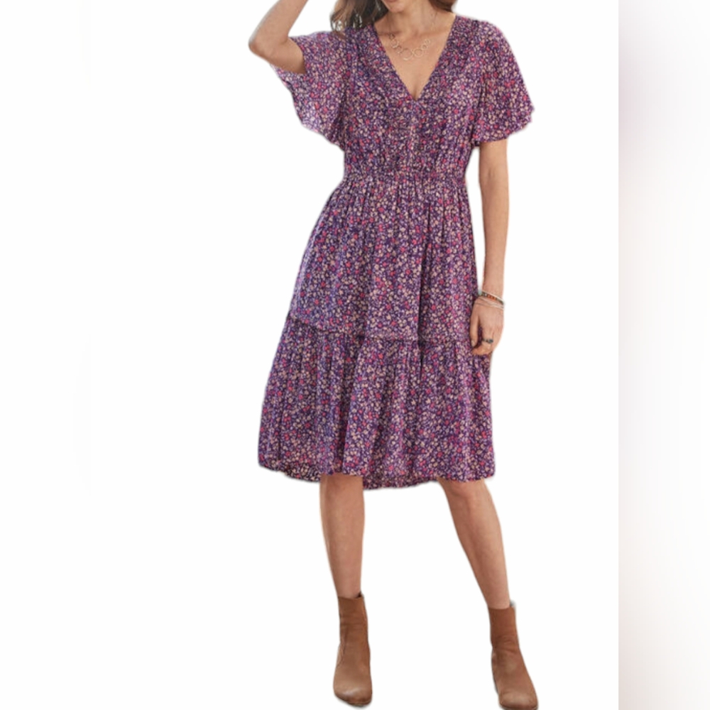 Sundance Purple Floral High-Low Dress - Picture 2 of 14